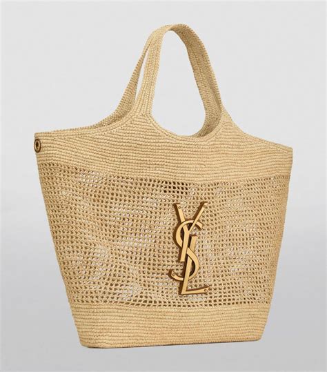 sac raphia ysl|SAINT LAURENT TOTE IN RAFFIA .